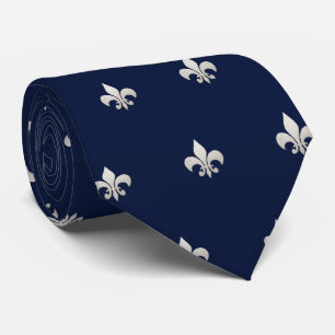 Cravate Faux Argent Fleur de lis do-it-yourself Marine Ble