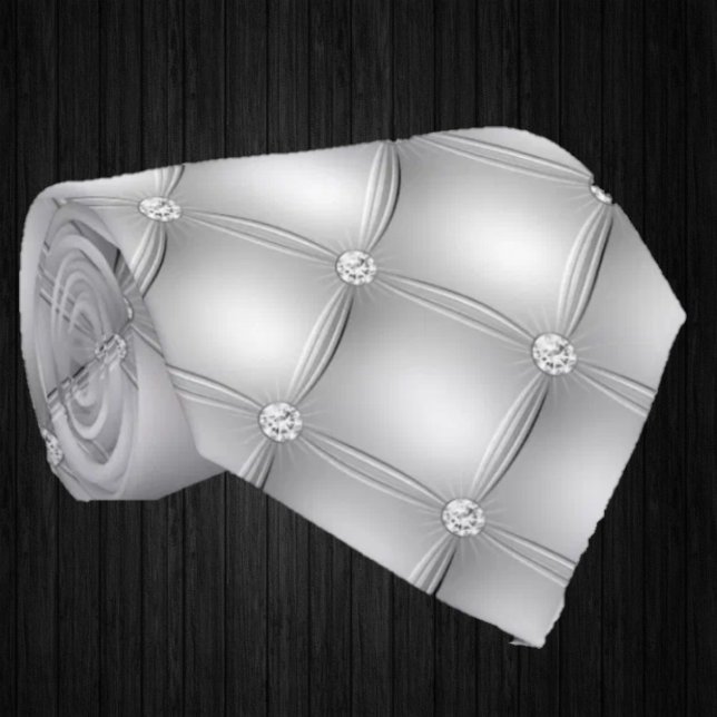 Cravate Faux Diamant Argent Luxe Fantaisie  (Créateur téléchargé)