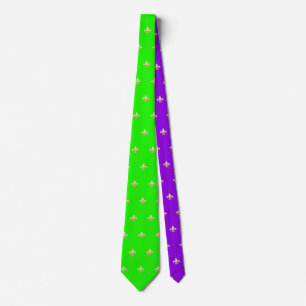 Cravate Faux Or Fleur de lis DIY Néon Vert Violet