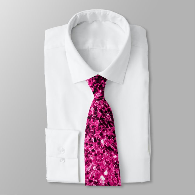 Cravate Faux paillettres scintillantes rose chaud (Attaché)