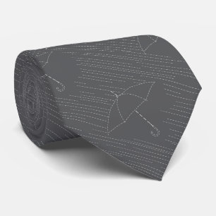 Cravate Faux points de broderie parapluie pluie gris