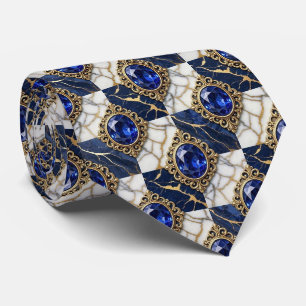 Cravate Faux Saphirs avec Monture en Or Antique Bleu