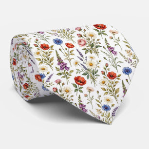 Cravate Faux soie Fleur sauvage Gentleman jardin anglais