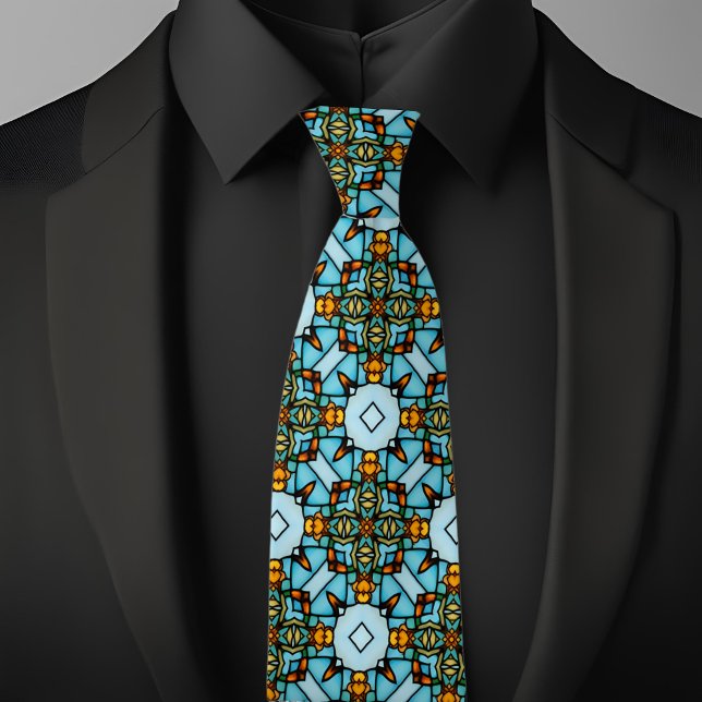 Cravate Faux Verre Teinté Or Bleu Argyle Col (Créateur téléchargé)