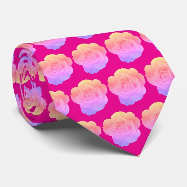 Cravate Faveur de cadeau abstrait à motifs de rose florale (Roulé)