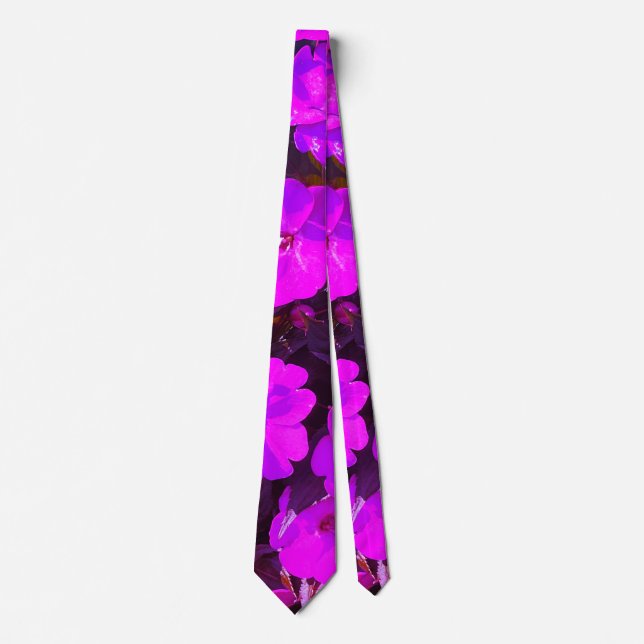 Cravate Faveur de cadeau d'art abstrait violet floral rose (Devant)
