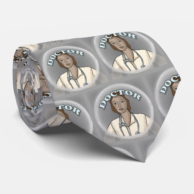 Cravate Femme noire rétro docteur (Roulé)