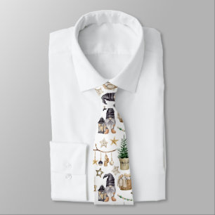 Cravate Ferme Gnome Bells Lanternes Arbre de Noël