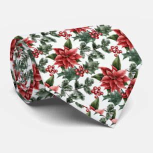 Cravate Festif poinsettia carrelé motif cou ti