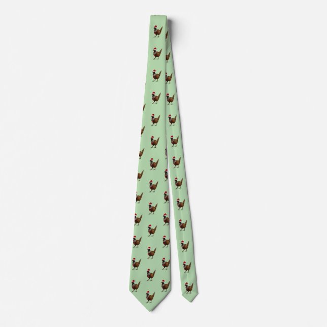 Cravate Festive Pheasant Christmas Tie, unique design      (Devant)