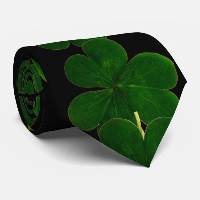 Cravate Fête de la Saint Patrick, Motif Shamrock irlandais (Roulé)