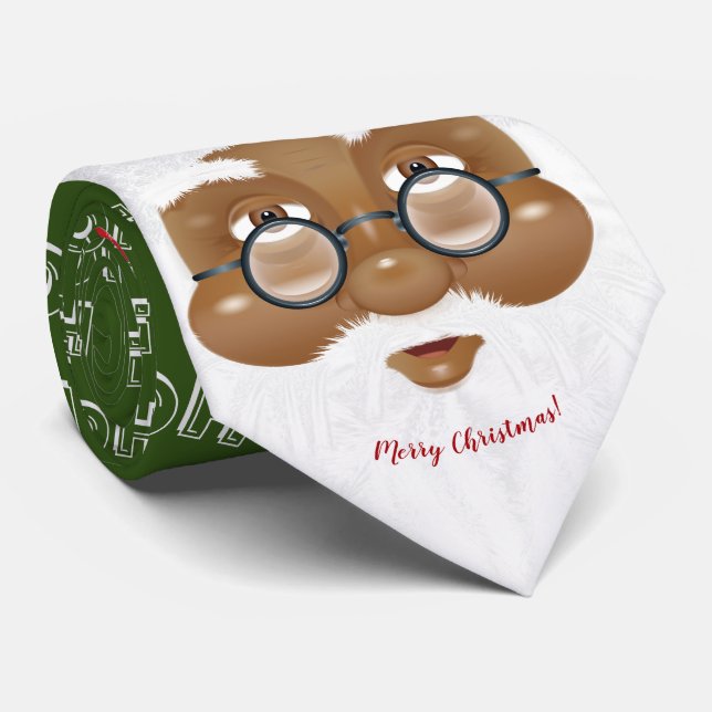 Cravate Fête de Noël du Père Noël africain américain (Roulé)