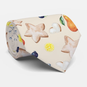 Cravate Fête de Noël Pear citron Aquarelle