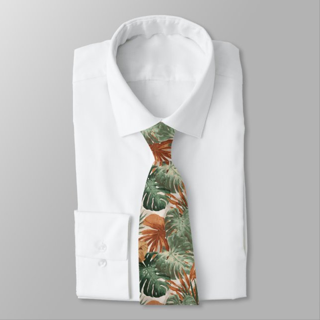 Cravate Fête des Pères Élégante Florale Tropicale (Attaché)