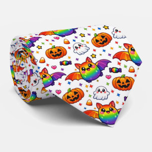 Cravate 🦇🌈 Fête Douce Arc-en-Ciel Épouvante