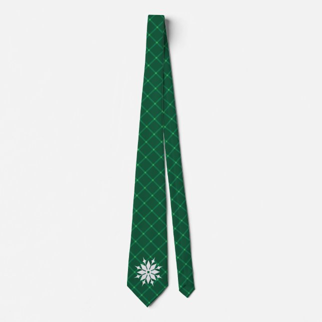 Cravate Fêtes d'hiver vert foncé plaid (Devant)