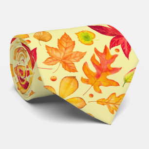 Cravate Feuillage d'automne Feuilles orange jaune et rouge
