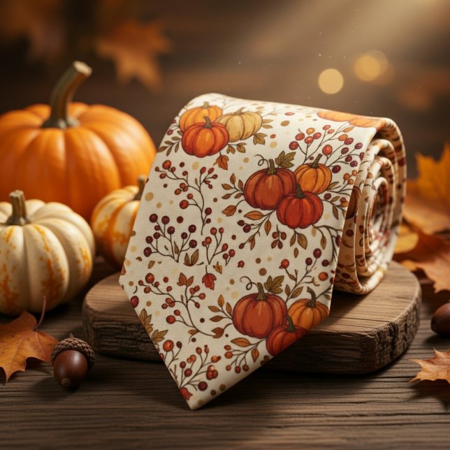 Cravate Feuillage rustique d'automne et citrouilles (Créateur téléchargé)