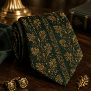 Cravate Feuille de chêne émeraude de luxe