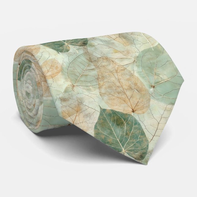 Cravate Feuille inspirée de la nature rustique - Art botan (Roulé)