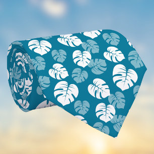 Cravate Feuille tropicale de Monstera sarcelle turquoise b
