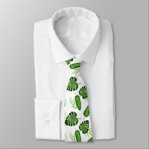 Cravate Feuille tropicale de Monstera verte botanique