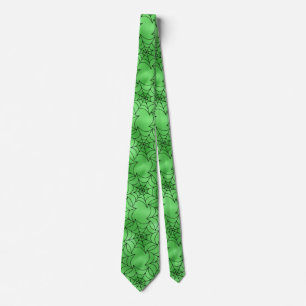 Cravate Feuille verte transparente et toiles d'araignées n