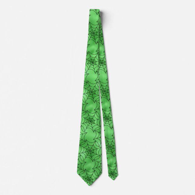 Cravate Feuille verte transparente et toiles d'araignées n (Devant)