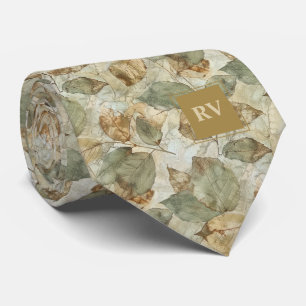 Cravate Feuilles d'automne élégantes Monogramme