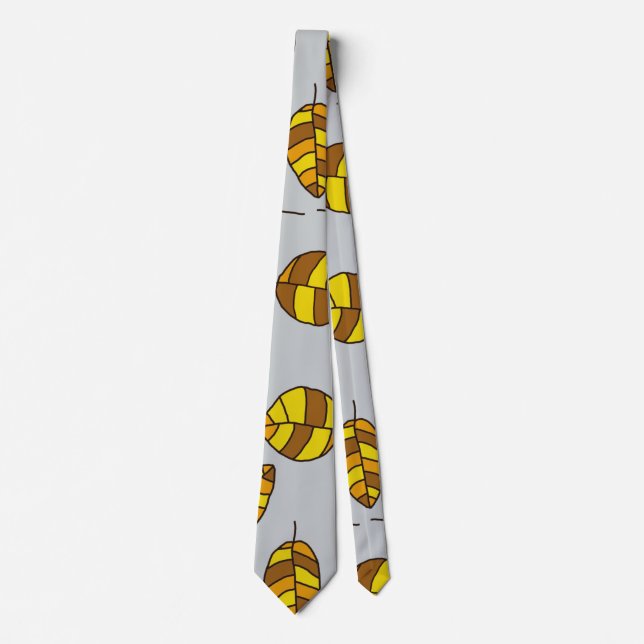 Cravate Feuilles d'automne réglable Motif feuille jaune (Devant)