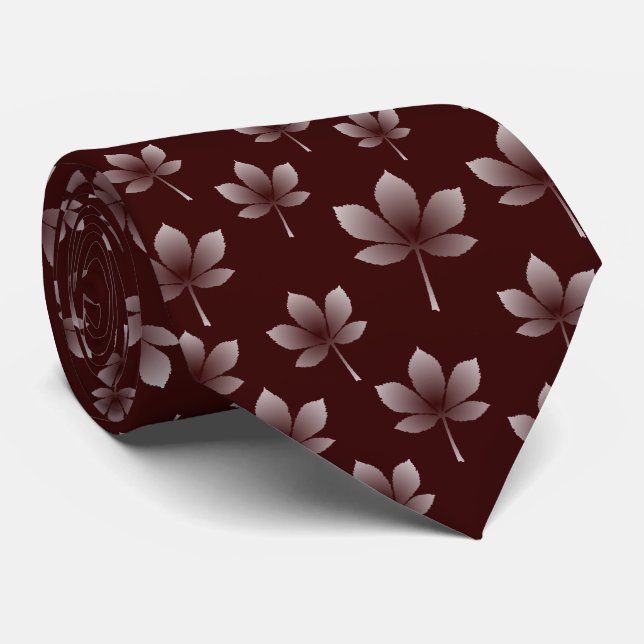 Cravate Feuilles de châtaignes - Sur Dark Brown 330000 (Roulé)