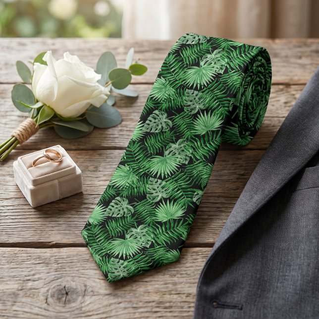 Cravate Feuilles de palmier vert chic tropical Art d'été (Créateur téléchargé)