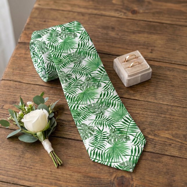 Cravate Feuilles de palmier vert tropical classeuses Art d (Créateur téléchargé)