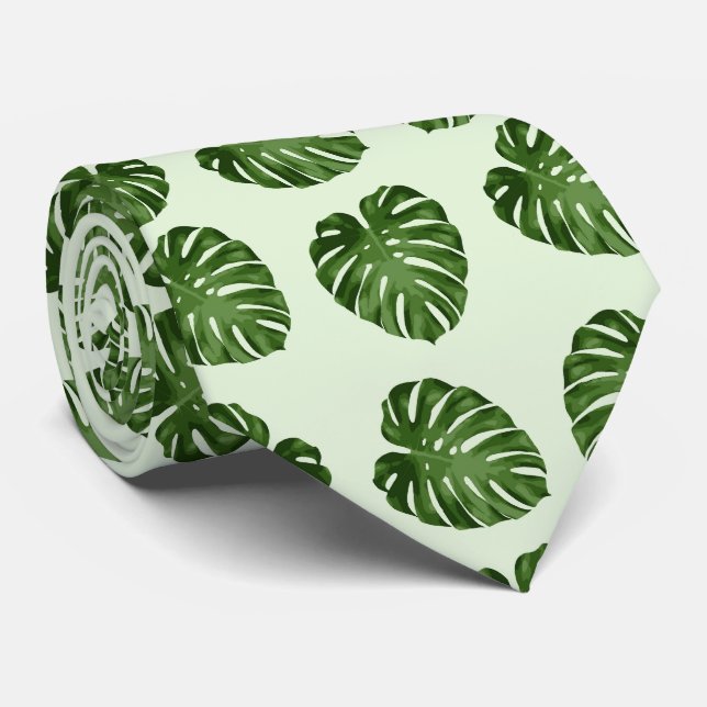 Cravate Feuilles de palmiers, Feuilles verts, Motif tropic (Roulé)