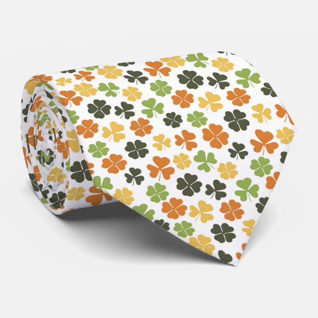 CRAVATE FEUILLES DE TRÈFLE MOTIF ST PATRICK (Roulé)