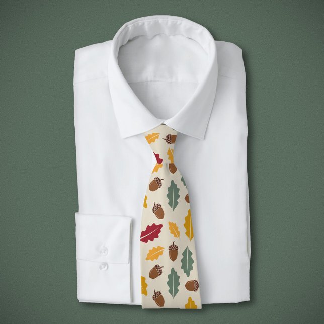 Cravate Feuilles d'maïs et d'automne (Acorn & Fall Leaves Neck Tie)