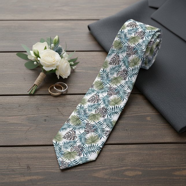 Cravate Feuilles élégantes de palmier tropical vert Art d' (Créateur téléchargé)