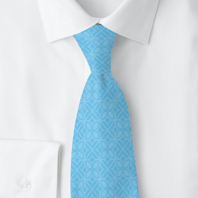 Cravate Feuilles et lignes Baby Blue (Créateur téléchargé)