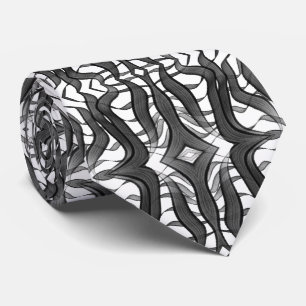 Cravate Feuilles floraux Abstraits noirs et gris