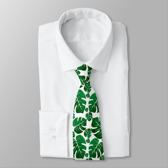 Cravate Feuilles Plantes Green Monstera (Attaché)