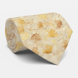 Cravate Feuilles pressées de ton terne sur parchemin doux