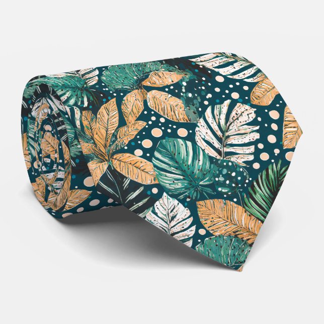 Cravate Feuilles Tropicales (Roulé)