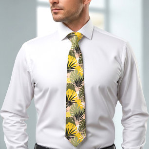 Cravate Feuilles Tropicales Abstraites Modernes & Points 