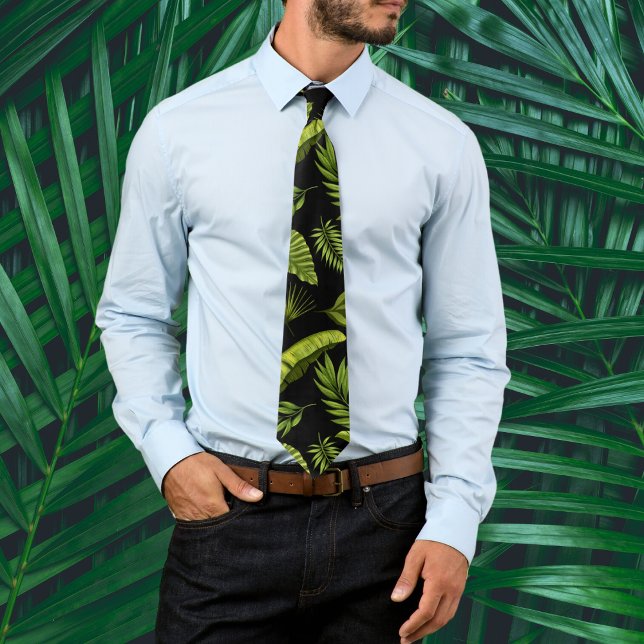Cravate Feuilles Tropicales Amusantes et Tendances (Créateur téléchargé)