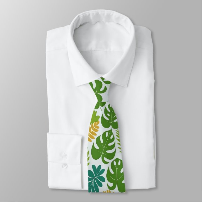 Cravate Feuilles Tropicales Vertes (Attaché)