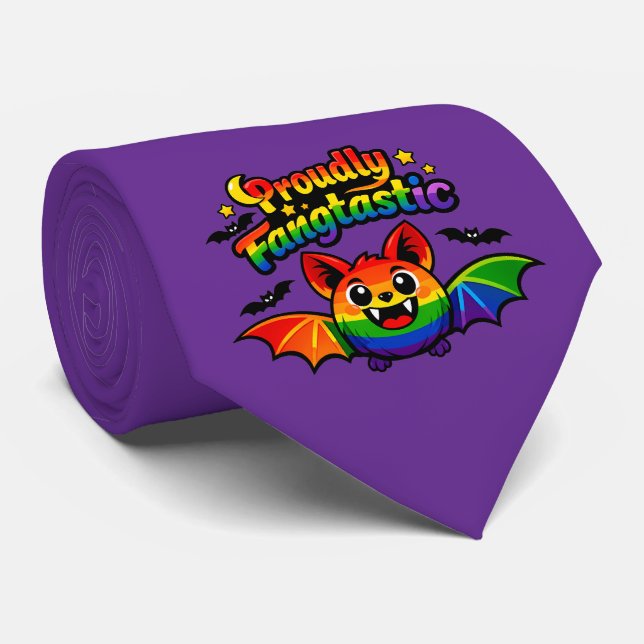 Cravate 🦇🌈 Fièrement Fangtastique Chauve-souris (Roulé)
