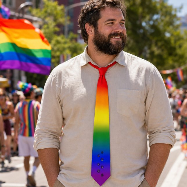 Cravate Fierté Gay Bear - Drapeau Arc-en-Ciel avec Emprein (Créateur téléchargé)