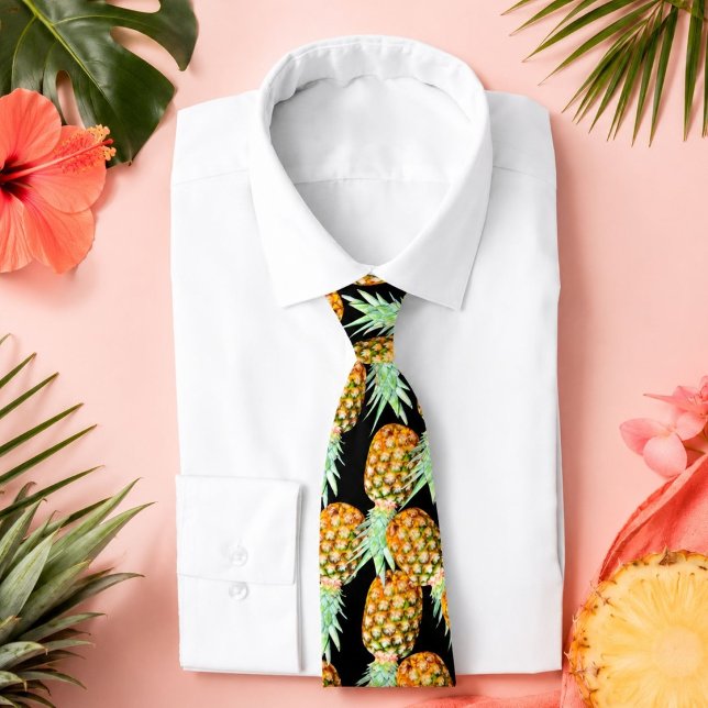Cravate fille branchée chic tropical été fruit ananas (trendy girly chic tropical summer fruit pineapple neck tie)