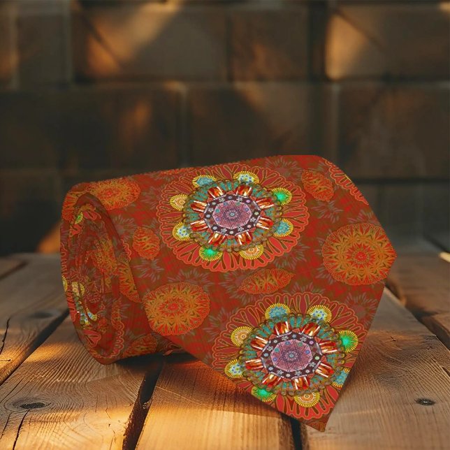 Cravate Filtre Floral Rouge de Squire Manipur Mandala (Créateur téléchargé)
