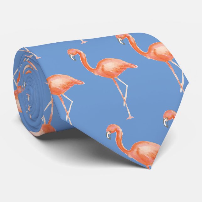 cravate flamand rose et bleu (Roulé)